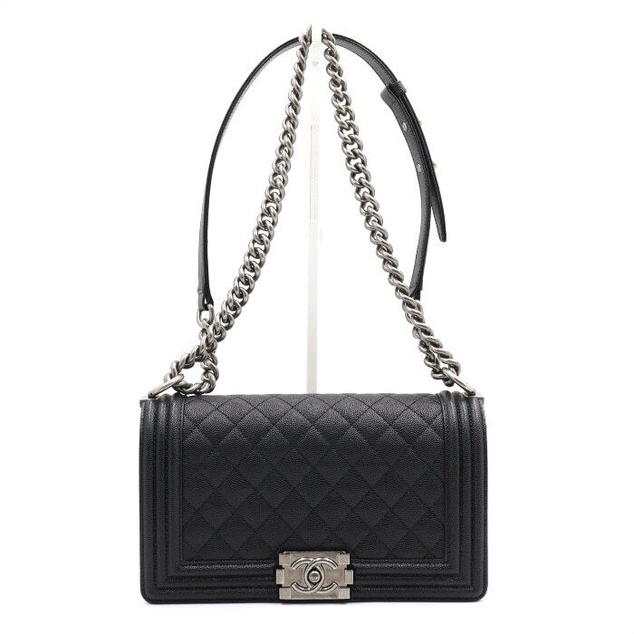 CHANEL Boy Caviar Medium Flap Chain Shoulder Bag A67086 aa47381