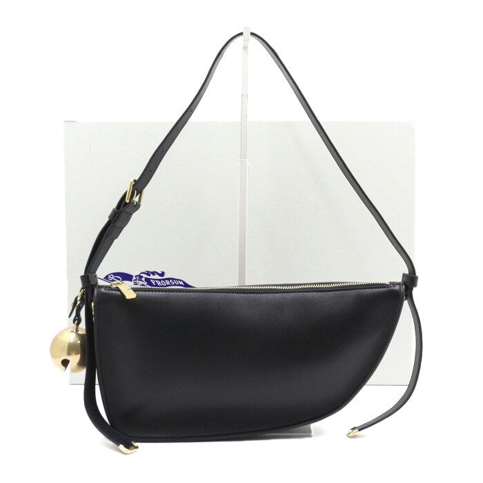 Burberry Black Shield Leather Small Shoulder Unisex Slingback Crossbody aa45779