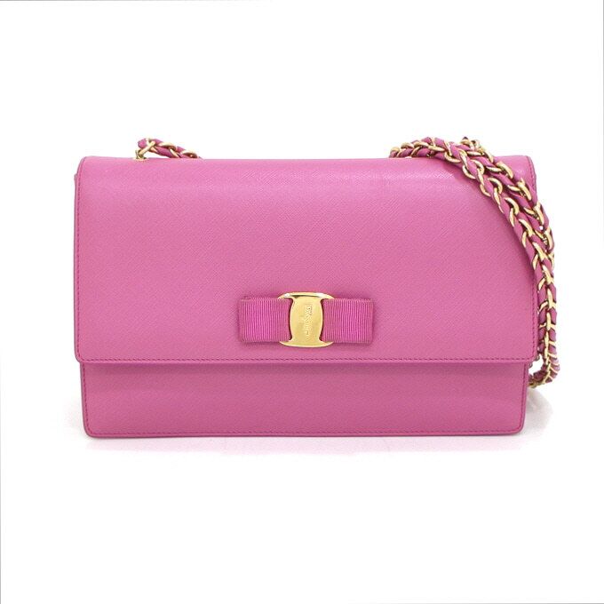 Salvatore Ferragamo E480 Barrel Logo Genie Chain Shoulder Bag with Crossbody aa42118