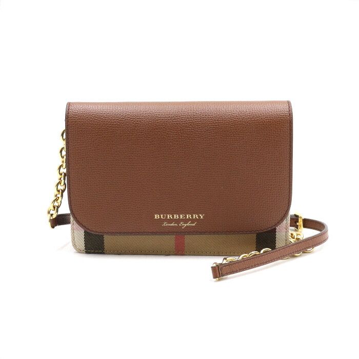 Burberry Brown Leather Check Mini Crossbody Bag 8084500