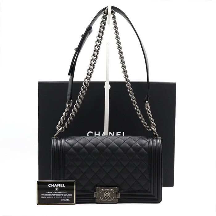 CHANEL Caviar Medium Flap Chain Shoulder Bag A67086
