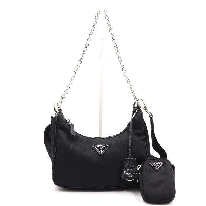 Prada Black Testuto Redition Multi Hobo Shoulder Bag & Crossbody Bag 1BH204