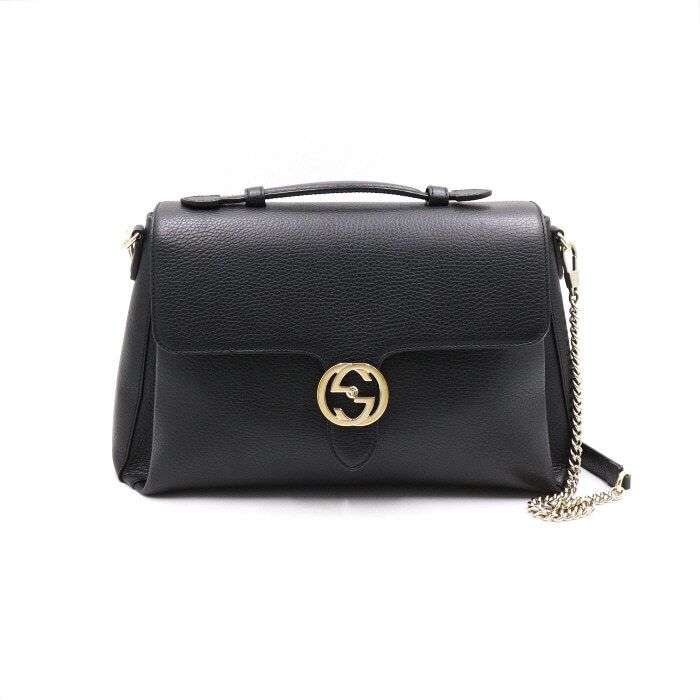 Gucci Interlocking Top Handle Chain Shoulder Bag Black 510306