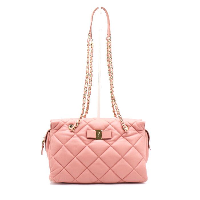 Salvatore Ferragamo Pink Leather Bara Logo Chain Shoulder & Crossbody Bag aa41927