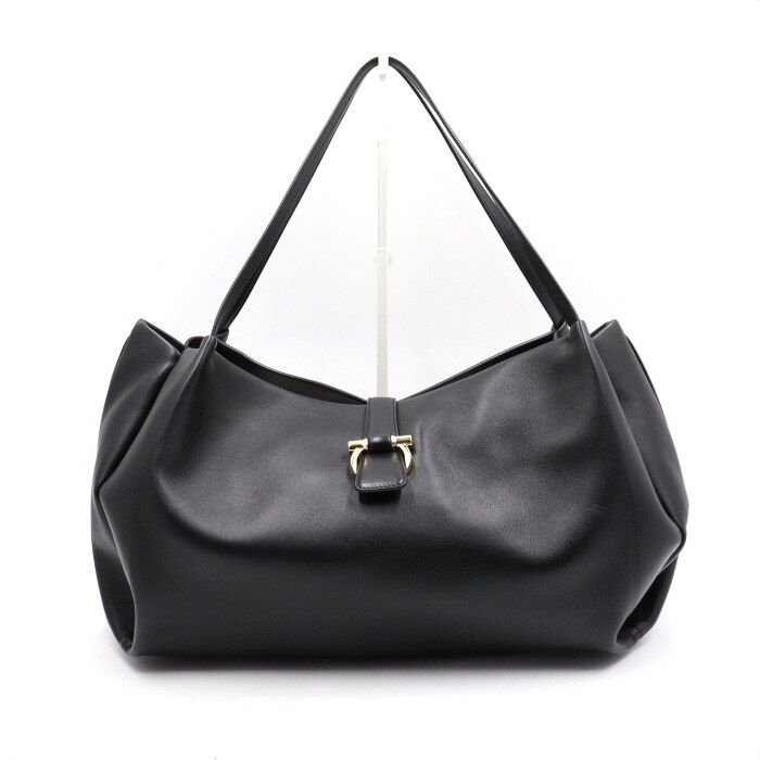 Salvatore Ferragamo Black Calfskin Logo Tote Bag with Shoulder Strap 21 9804