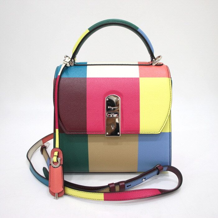 Salvatore Ferragamo Multi Color Medium Tote Bag with Shoulder Strap aa42041