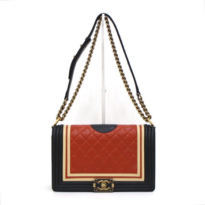 CHANEL Limited Edition Lambskin Boy Large Flap Chain Shoulder Bag A92193