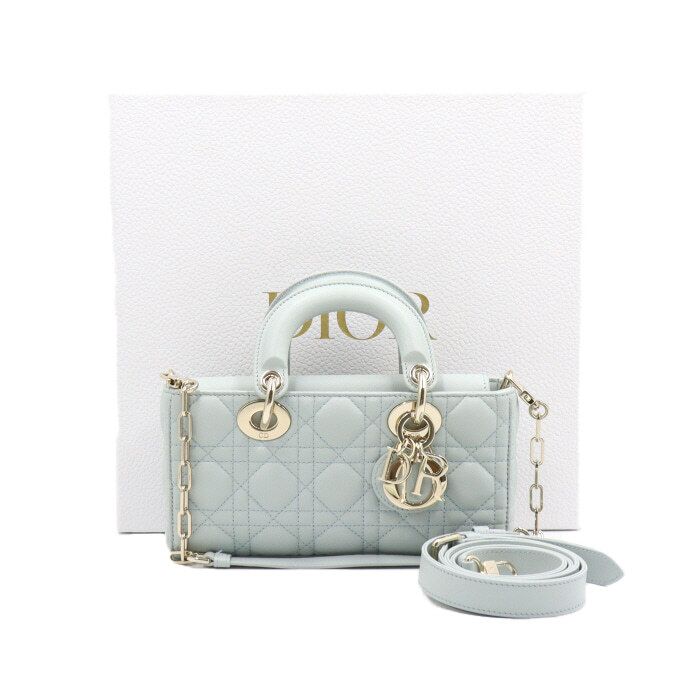 Dior Pale Blue Lambskin Lady D-Joy Small Tote Bag aa45392