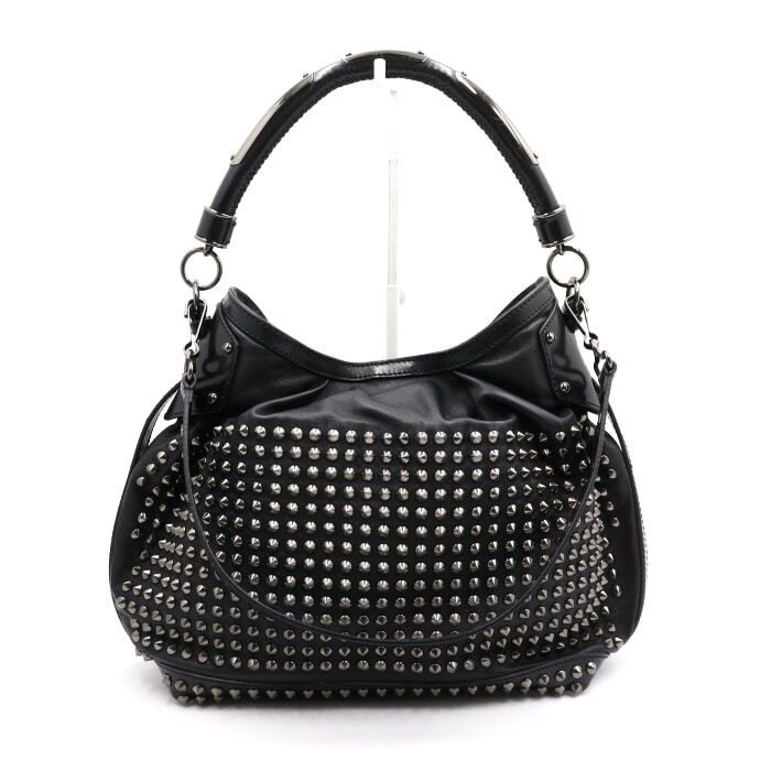 Burberry Black Leather Studded Hobo Tote Shoulder Bag aa47170 3722737