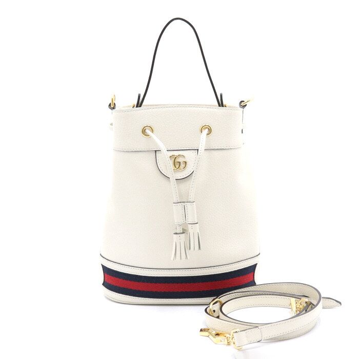 Gucci Small White Ophidia Bucket Bag Tote Shoulder Crossbody aa41619