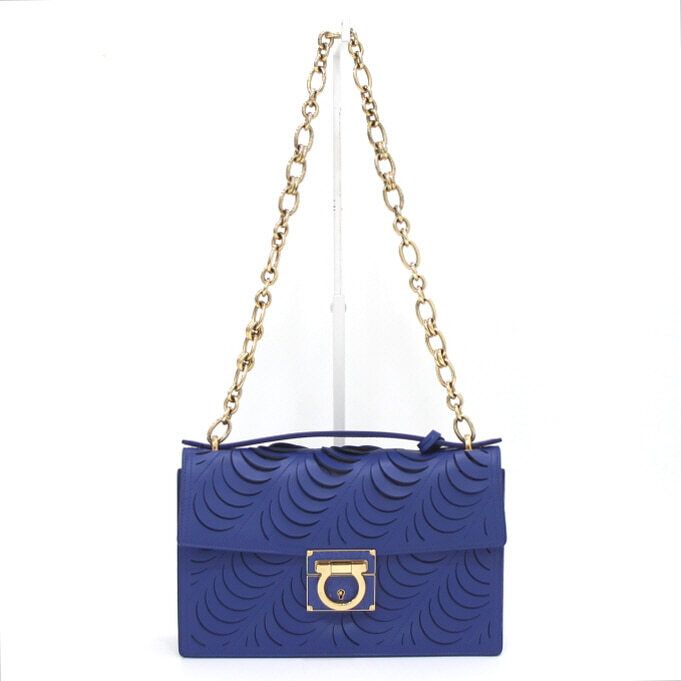 Salvatore Ferragamo Cut-Out Gold Chain Tote Shoulder Bag 21 G427 AILEEN
