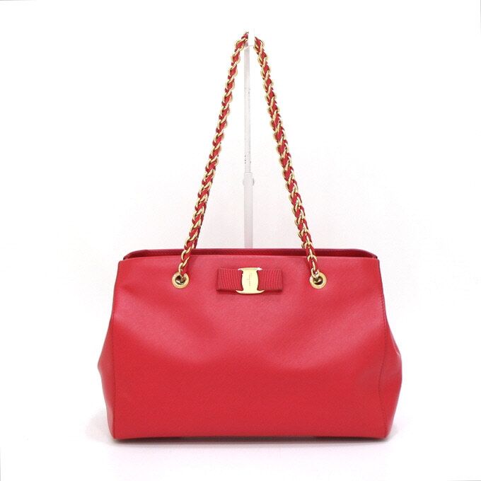 Salvatore Ferragamo Chain Decor Tote Bag with Shoulder Strap 21 G177 MELIKE aa41794