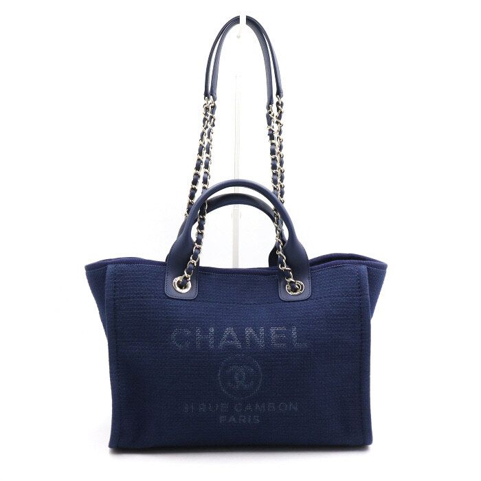 CHANEL Navy Top Handle Doville Small Shopper Tote Bag aa47002 AS3257