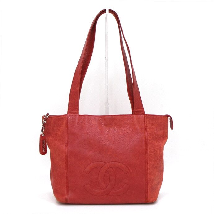CHANEL Red Caviar Timeless CC Tote Bag with Shoulder Bag aa41728