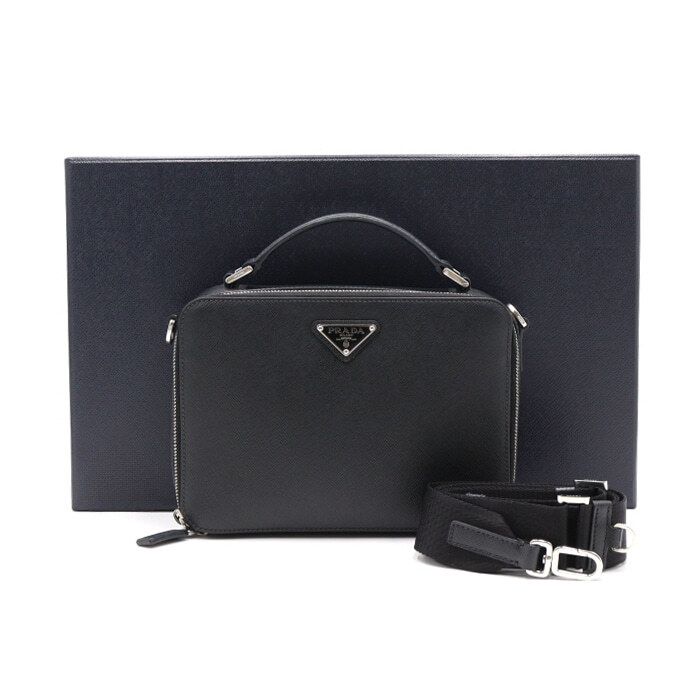 Prada Men's Top Handle Tote Bag Black Saffiano Travel Brief 2VH069