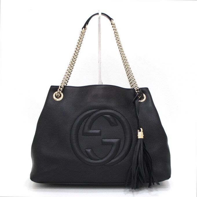 Gucci Black and Gold Chain Shoulder Bag 308982