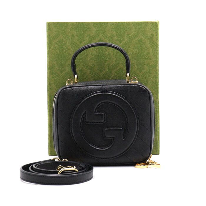 Gucci Black Leather Blondie Top Handle Tote Bag with Shoulder Strap 744434