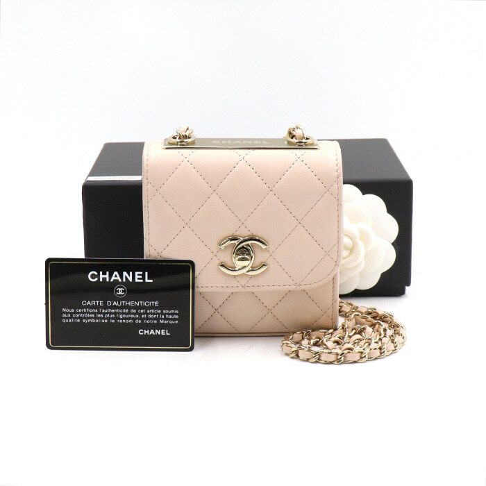 CHANEL Beige Trendy CC Lambskin Mini Chain Shoulder Bag Crossbody aa45035