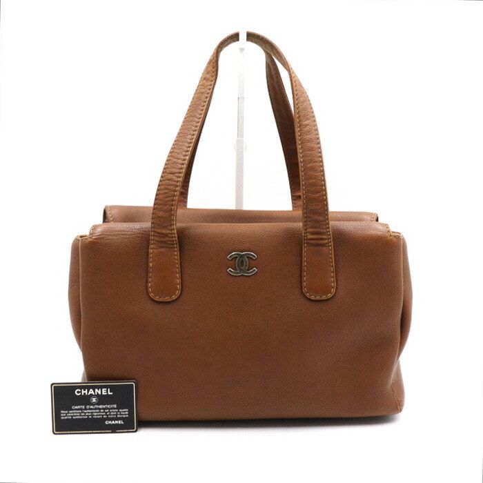 CHANEL CC Brown Leather CC Women's Tote Bag Shoulder Bag AA46719