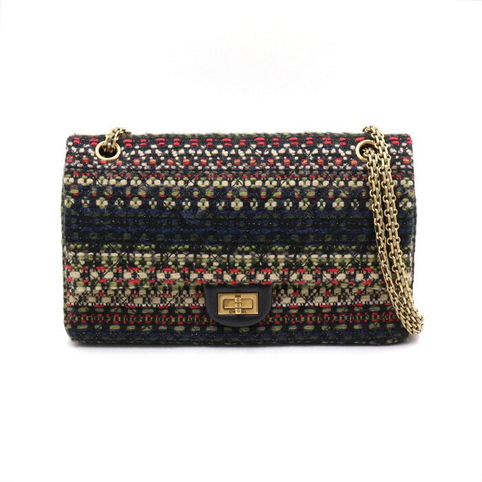 CHANEL Vintage Large Tweed Shoulder Bag 255 with Chain aa46837