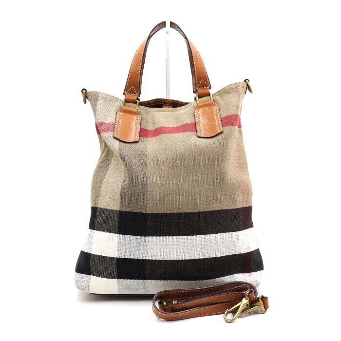 Burberry Canvas Check Medium Tote Bag Shoulder Bag 3855148