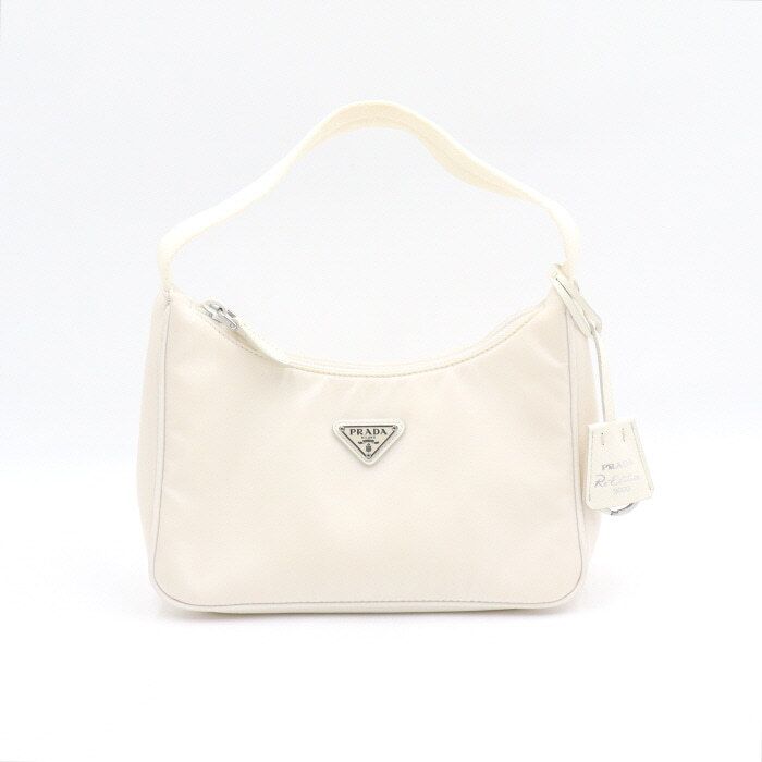 Prada White Tissue Edition Nylon Hobo Tote Bag with Shoulder Strap 1NE515