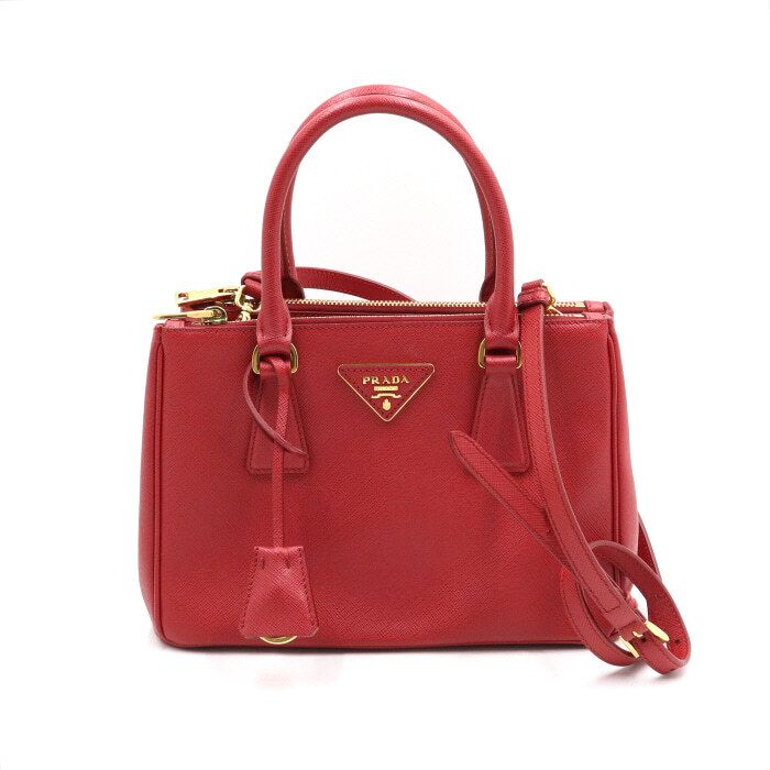 Prada Red Saffiano Luxe Zip Galleria Tote & Shoulder Bag 1BA896