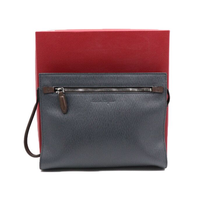 Salvatore Ferragamo Leather Strap Men's Pouch Clutch Bag 24 0298