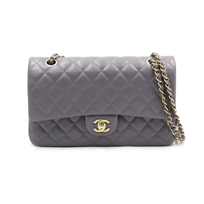CHANEL Gray Caviar Classic Medium Shoulder Bag A01112 aa50018