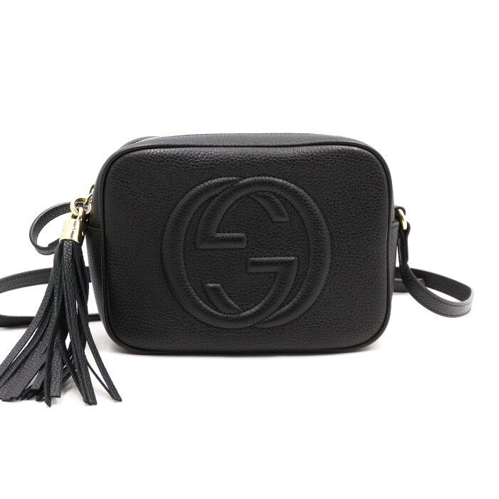 Gucci Black Soho Small Disco Shoulder Bag with Crossbody Strap 308364