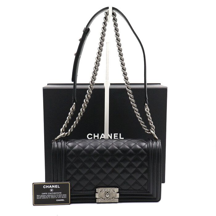 CHANEL Boy Caviar Medium Flap Chain Shoulder Bag A67086