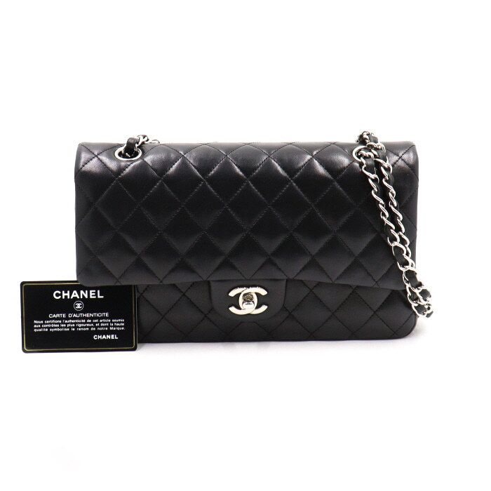 CHANEL Medium Classic Lambskin Chain Shoulder Bag A01112 Black aa49751