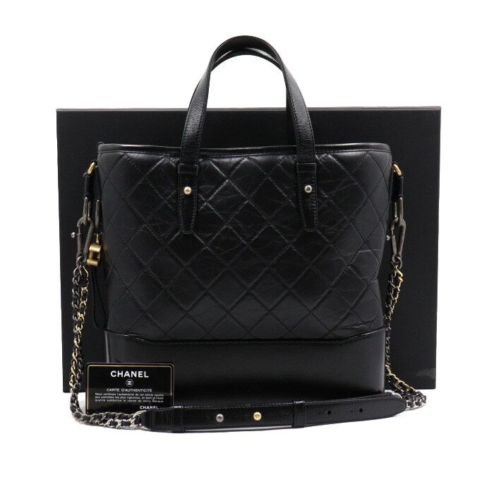 CHANEL Gabrielle Shopping Tote Bag and Shoulder Bag Black A91876