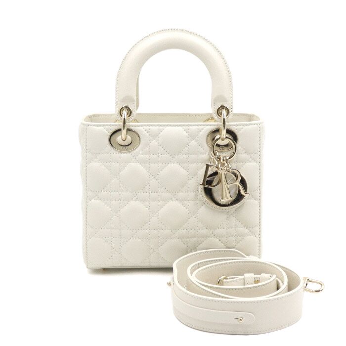 Dior Quilted Latte Lady Small Gold Tote Bag with Shoulder Strap - MY ABC