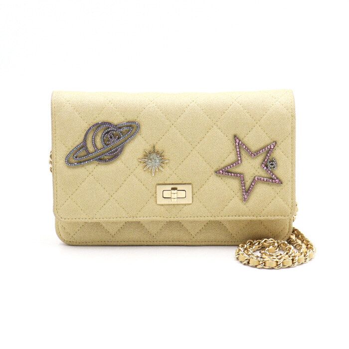 CHANEL Metallic Gold 255 WOC Space Charm Chain Shoulder Bag & Crossbody aa49595