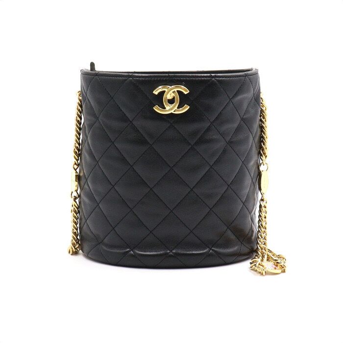 CHANEL Black Lambskin Matelasse CC Chain Shoulder Bag AS3762 aa49499