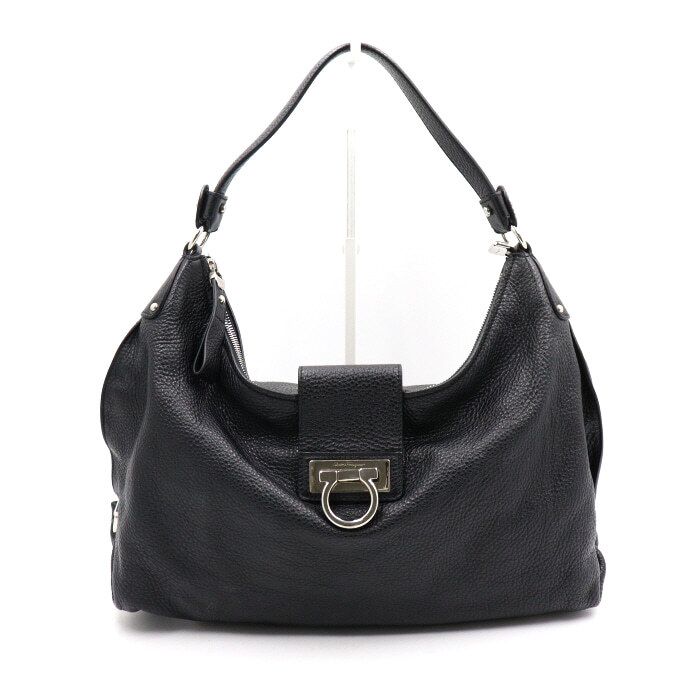 Salvatore Ferragamo Black Leather Pani Shah Ganichini Logo Shoulder Bag D757 aa49099