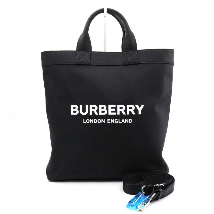 Burberry Logo Black Nylon Tote Bag with Shoulder Strap 8026233