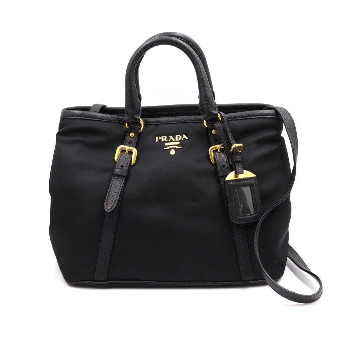 Prada Black Tessuto Pochette Nylon Logo Tote Bag Shoulder Bag BN1841 aa48798