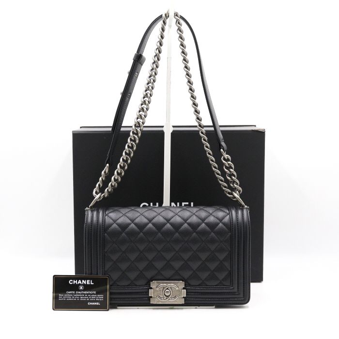 CHANEL Caviar Medium Flap Chain Shoulder Bag A67086