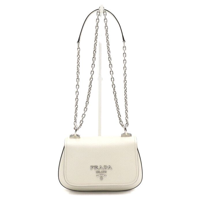 Prada White Logo Flap Chain Shoulder Bag Crossbody aa48731