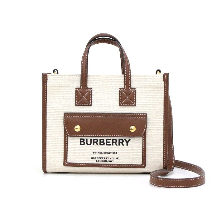 Burberry Canvas Mini Freya Tote Bag with Shoulder Strap Crossbody Bag 8044143