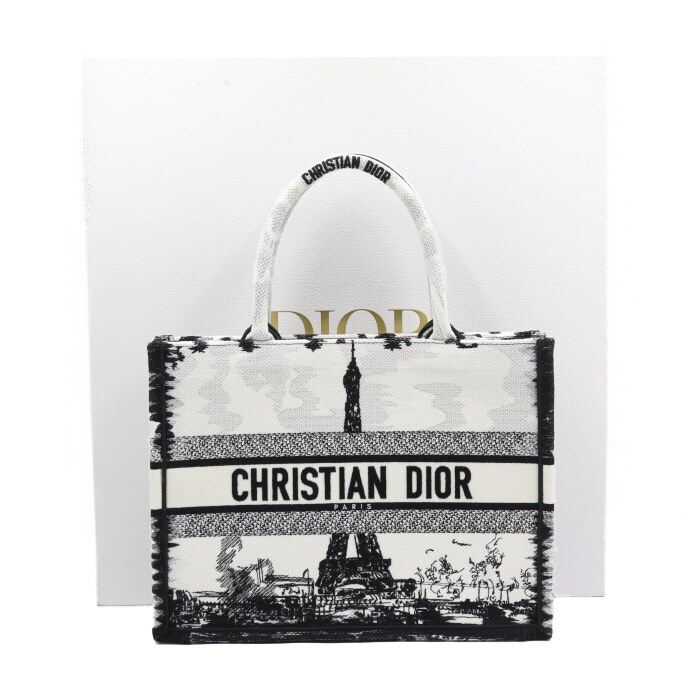 Dior White Black Paris Embroidered North Tote Medium Bag aa48480