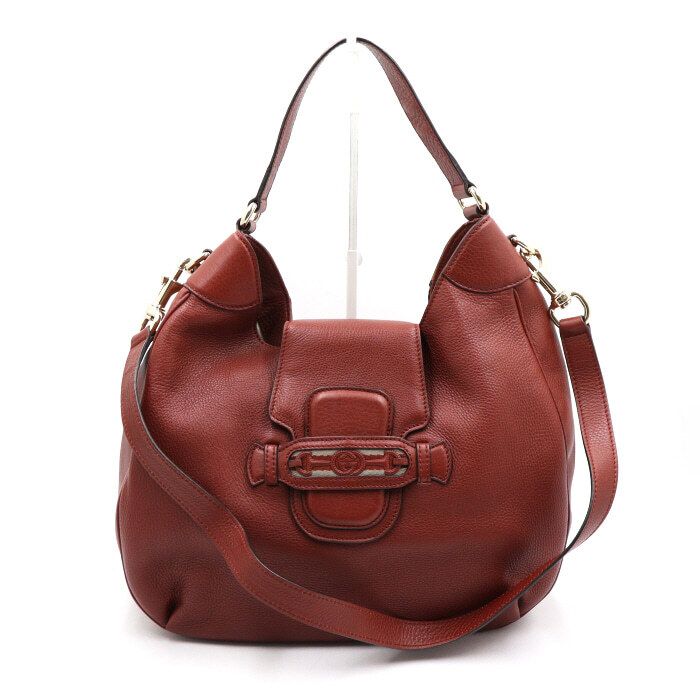 Gucci Brown Leather GG Top Handle Hobo Tote Bag with Shoulder Strap 296851
