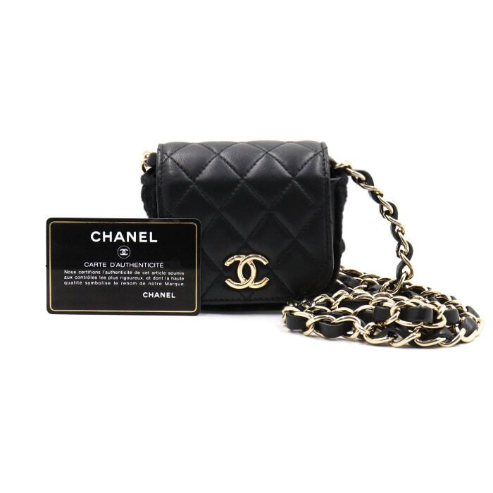 CHANEL Black Lambskin CC Around Gold Chain Shoulder Bag & Crossbody Bag AP2532 aa47989