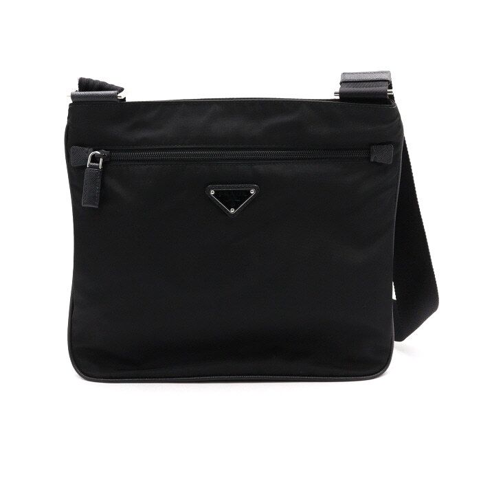 Prada Black 2VH563 Nylon Triangular Logo Messenger Unisex Shoulder & Crossbody Bag aa47955