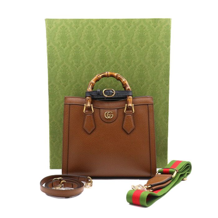 Gucci Brown Diana Python Medium Tote Bag with Shoulder Strap 702721