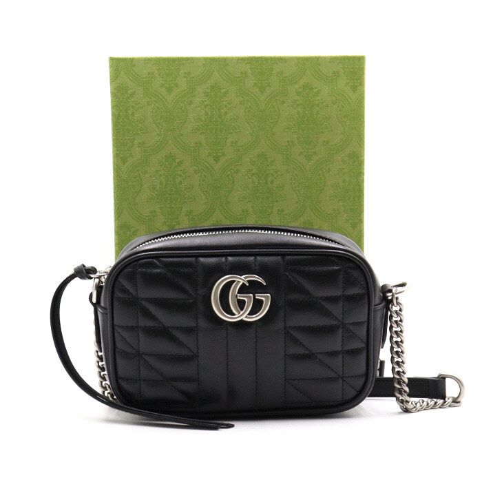 Gucci Black Leather GG Marmont Mini Shoulder Bag Crossbody aa47911