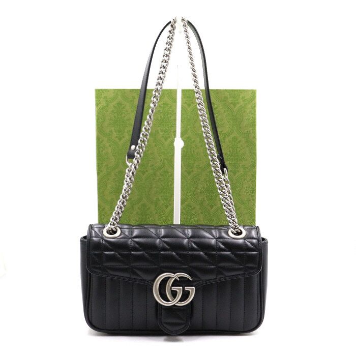 Gucci Black Matelass Quilted Chain Shoulder Bag AA49846