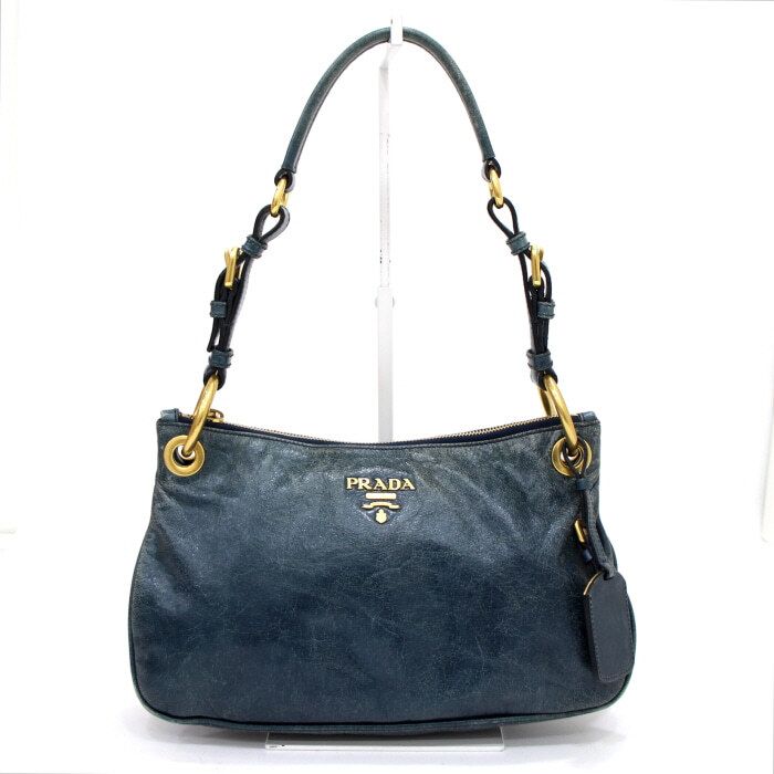 Prada VITELLO SHINE Shoulder Bag with Gold Logo aa43862